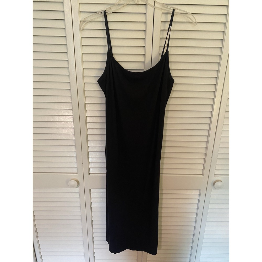 PinkBlush Maternity Dress XL Black Ribbed Maxi Sleeveless EUC Minimalist - Picture 4 of 9